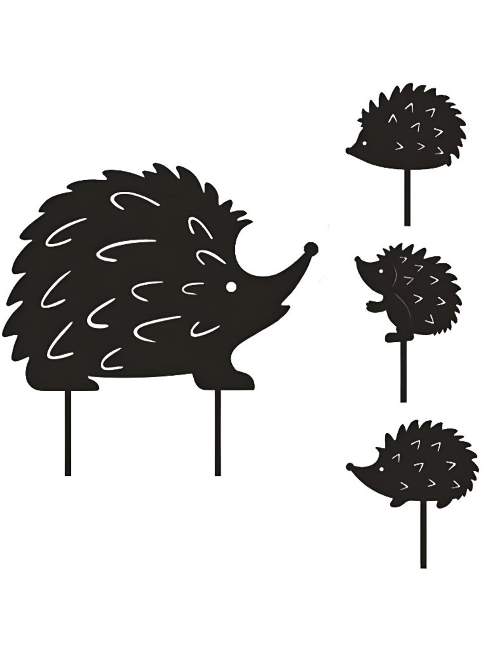 4 Pack Hedgehog Garden Decorative Statues, Metal Hedgehog Silhouette Stakes